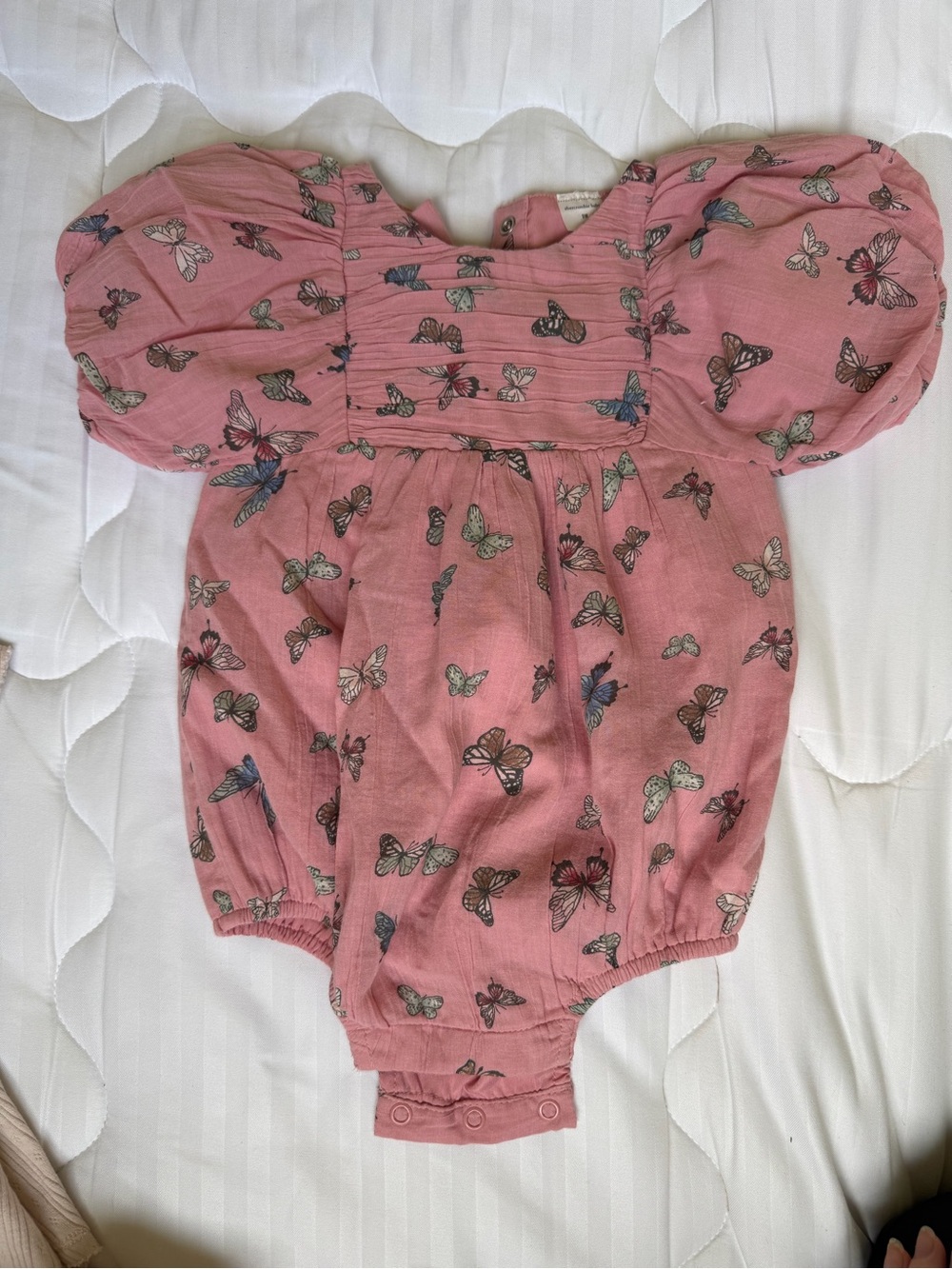abercrombie kids Pink Butterfly Puff-Sleeve One-Piece